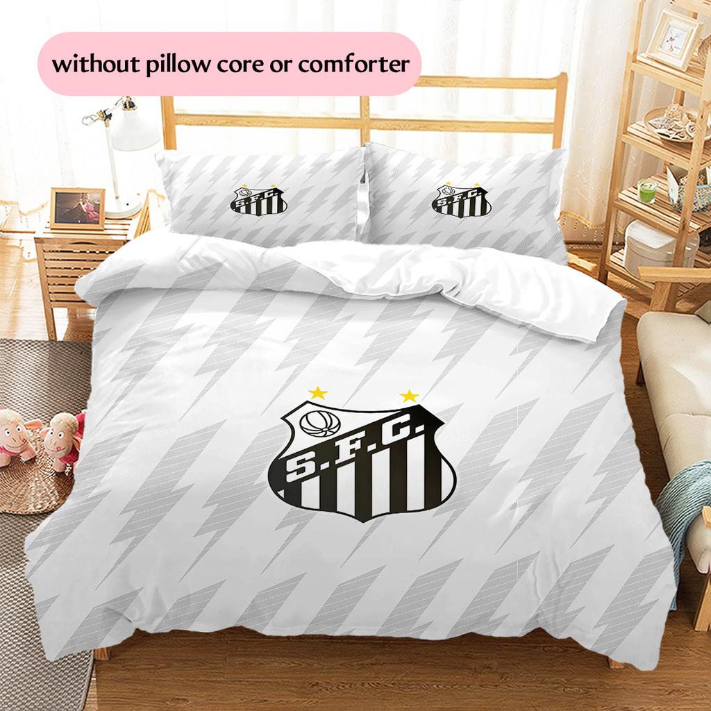 Santos FC Pattern Bedding Quilt Set  Home Decoration  Gift (1 * duvet cover + 2 * pillowcase  without core)