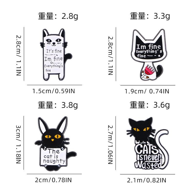 Original Cartoon Katze Metall Brosche Niedliche Tier Serie Schwarze Katze Pistolen Abzeichen Heiß verkaufte Pin Zubehör