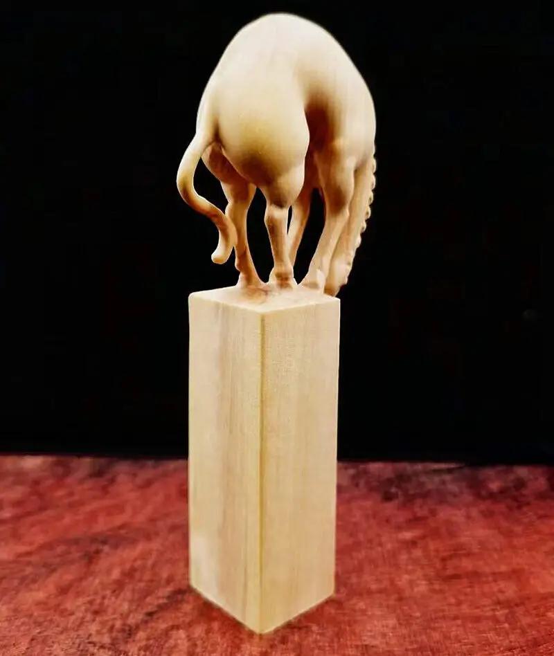 11X5X2.3 Cm Carved Boxwood Figurine - Handsome Horse Stamp