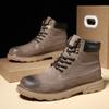British Style Outdoor Boots Men 2024 New Genuine Leather Ankle Boots High Top Lace-up Leather Shoes Fashion Work Antiskid Boots