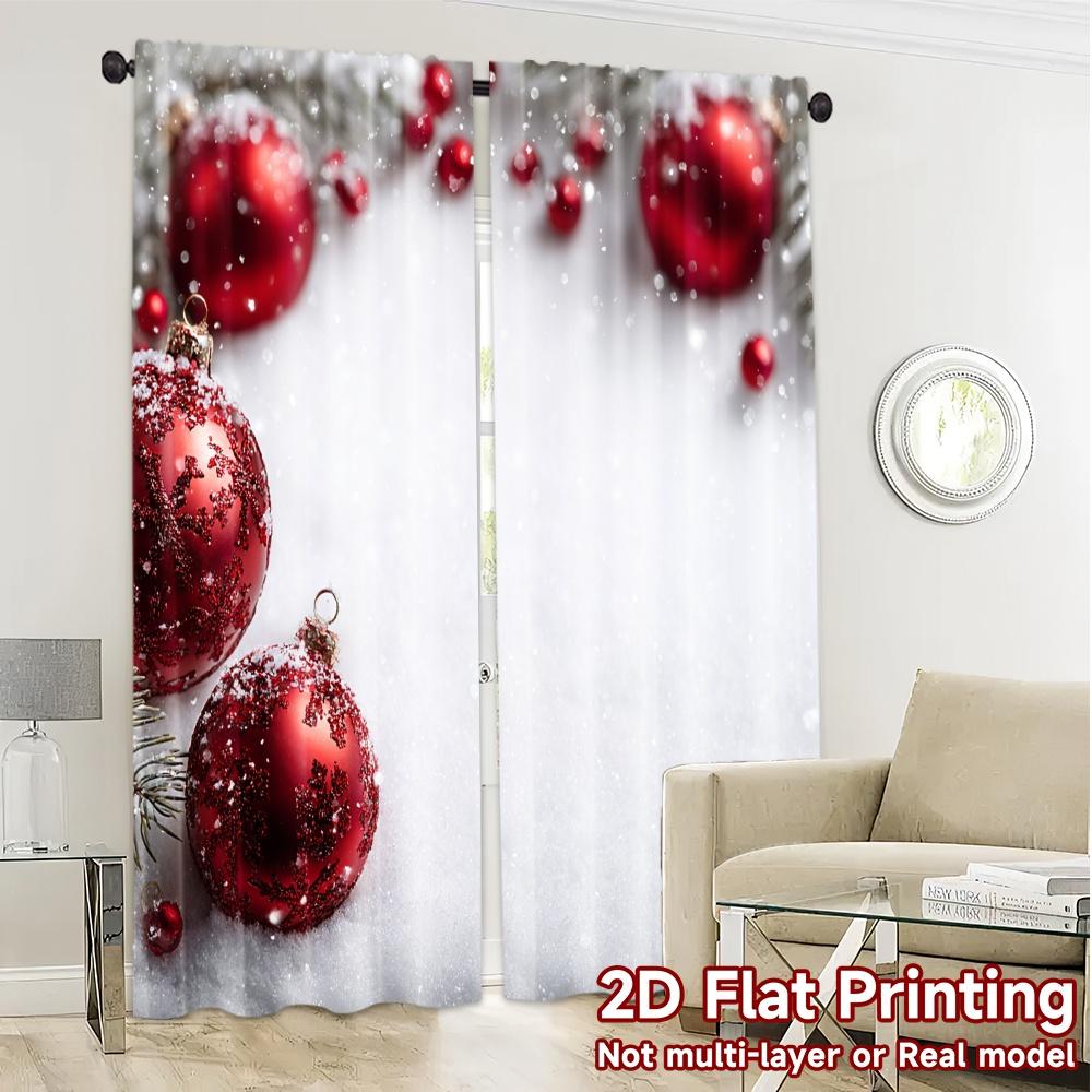 2D Flat Printing JIT 2pcs Curtains (Without Rod) Festive Windowframe Light Filtering Chic Curtains Versatile Polyester Curtains