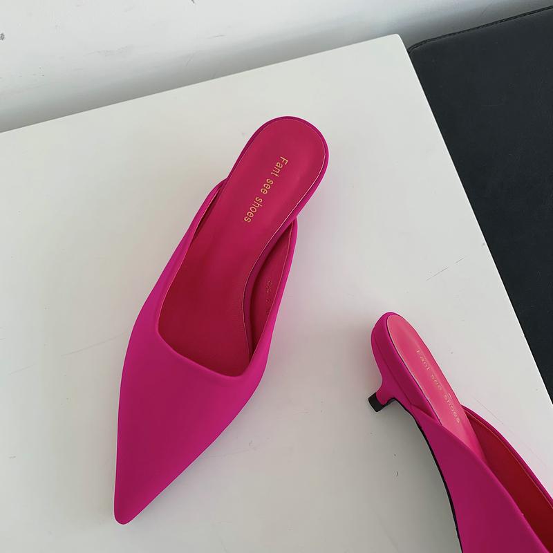 

2024 весенние женские шлепанцы с острым носком, модные женские элегантные платья ярких цветов, сандалии без шнуровки на квадратном низком каблуке Size 39(foot 24.5cm)