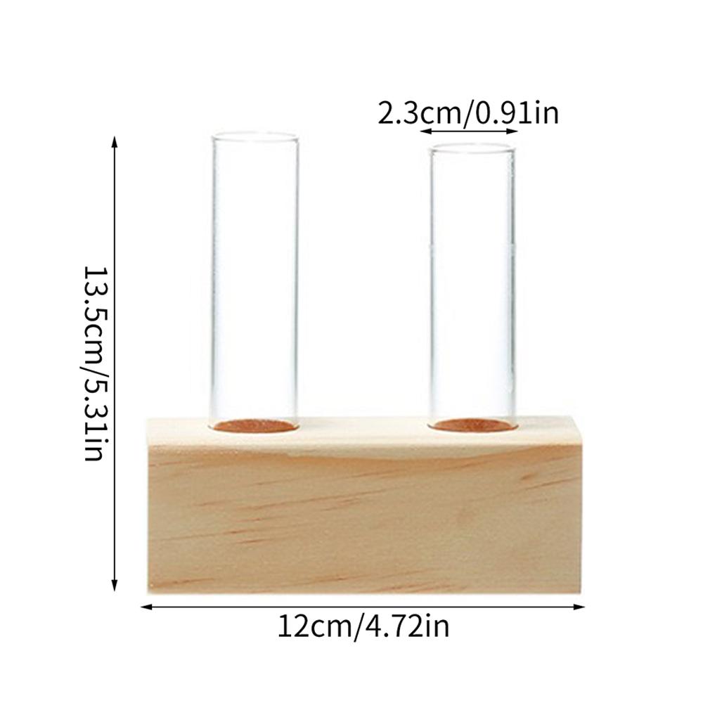 Test Tube Glass Vase Plant Propagation Station Hydroponic Vases for Plants with Wooden Stand Terrarium Office Home Desktop Decor