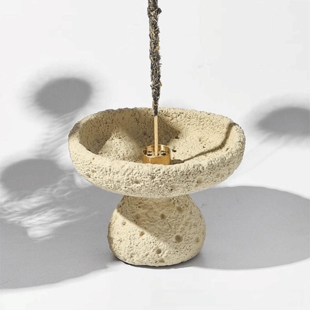 Concrete Texture Cement Incense Burners Moon Surface Design with 9 Holes Incense Stick Stand Decorative Multi-functional
