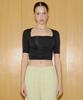 Onneu Shirred Tank Crop Top - Black