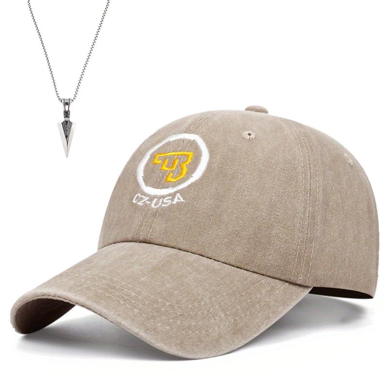 

2pcs Men s Women s Fashion Leisure Sun Hat Letters Embroidery Baseball Cap Hundred Match Arrow Pendant Necklace Set Couple Duck Tongue Cap хаки