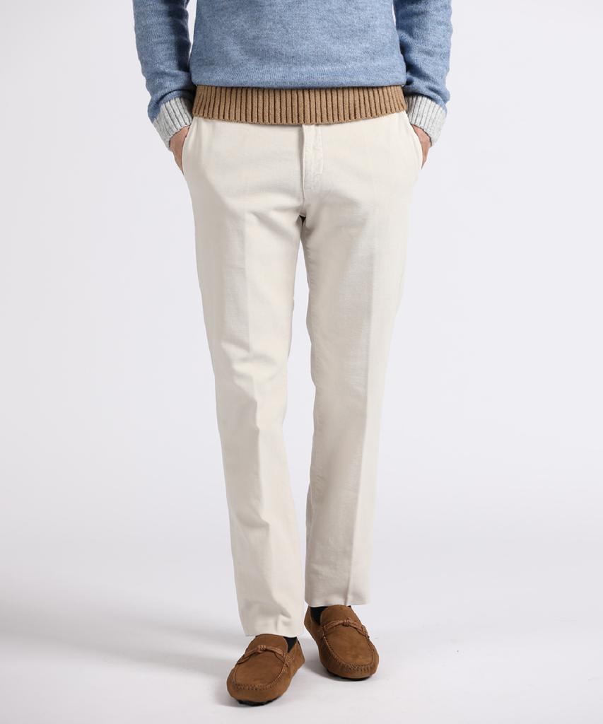 PANICALE Ivory Brushed Cotton Slim Fit Pants
