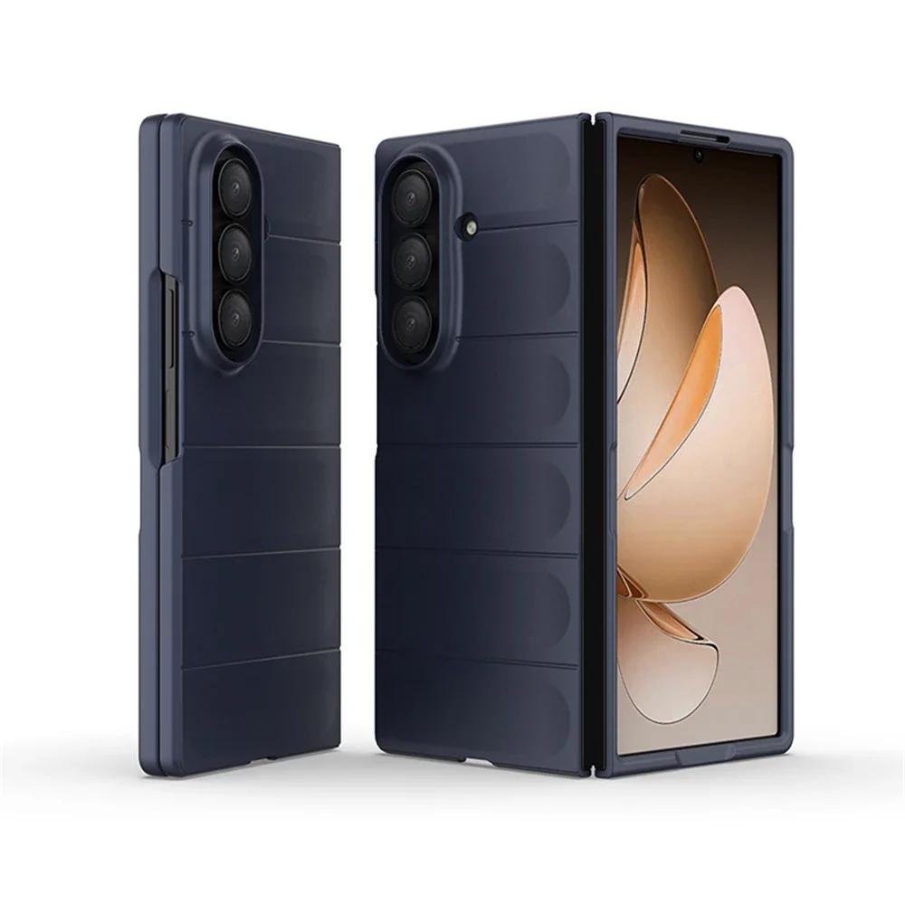 Fashion Simple Smooth-Touch Wave Pure Color Silicone Case For Samsung Galaxy Z Fold 7 6 5 4 3 Full-pack Shockproof Protect Cover