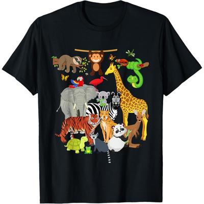 Zoo Animals Wildlife Birthday Party Zoo Day 26 Animals T-Shirt