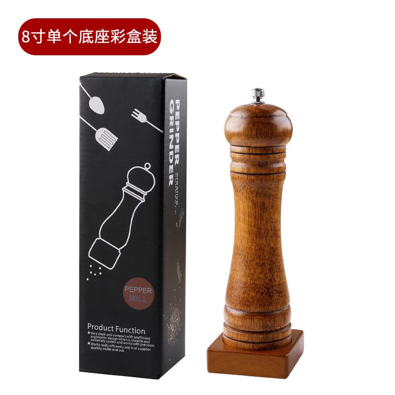 5/8/10 Inch Salt and Pepper Mills Solid Wood Spice Grain Grinder with Adjustable Ceramic Grinding Core Kitchen Tools