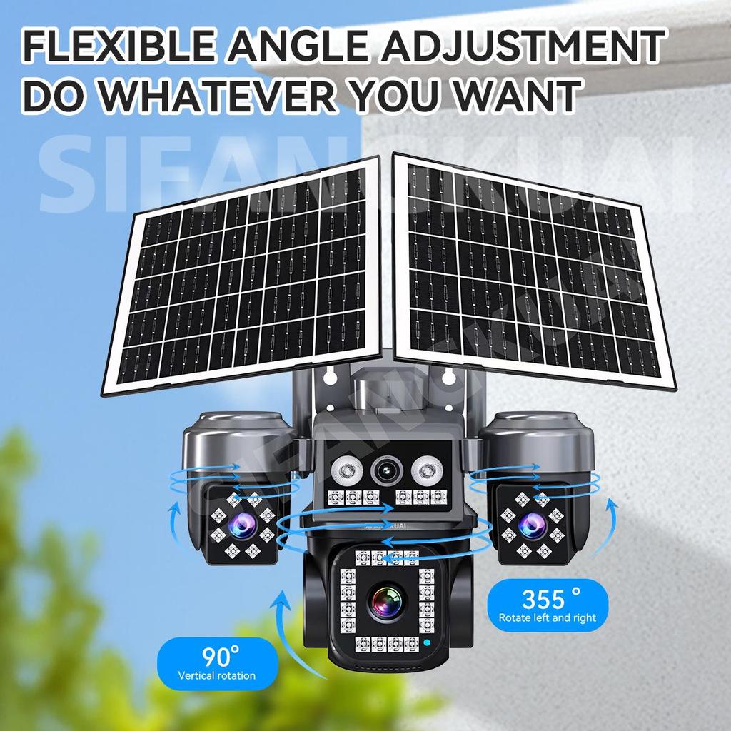 AOV 4G Solar-Powered Camera with Quad Lenses & Mobile Remote Monitoring
