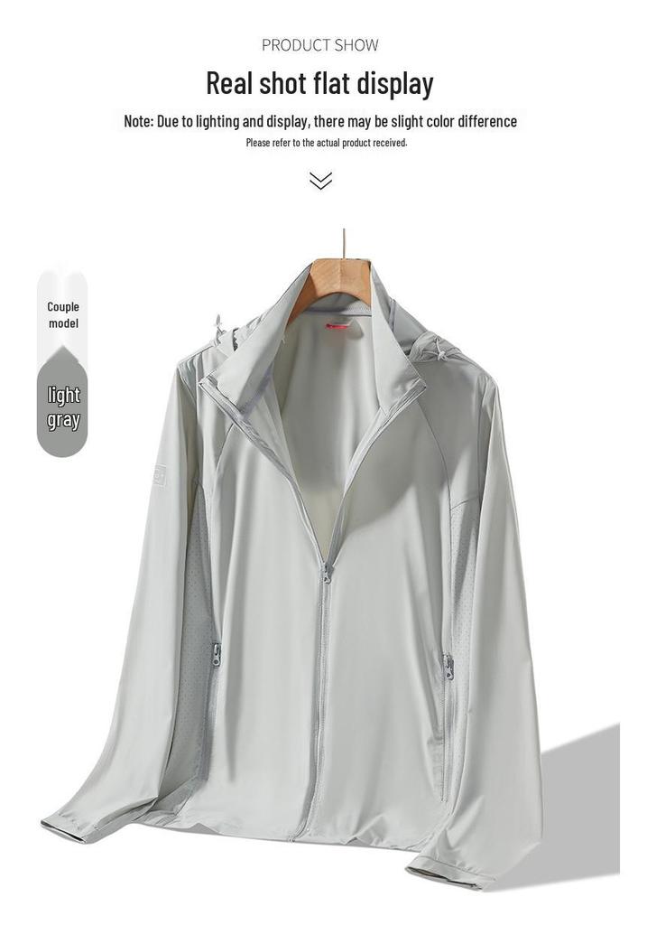 High-Quality Summer UV Protection Ice Silk Hooded Jacket with Stand Collar
