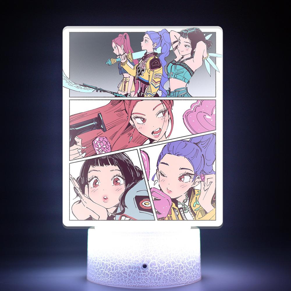 KPop Demon Hunters Kawaii Zoe Mira Rumi Saja Boys Monochrome Light Remote Control 16 Color Night Lights