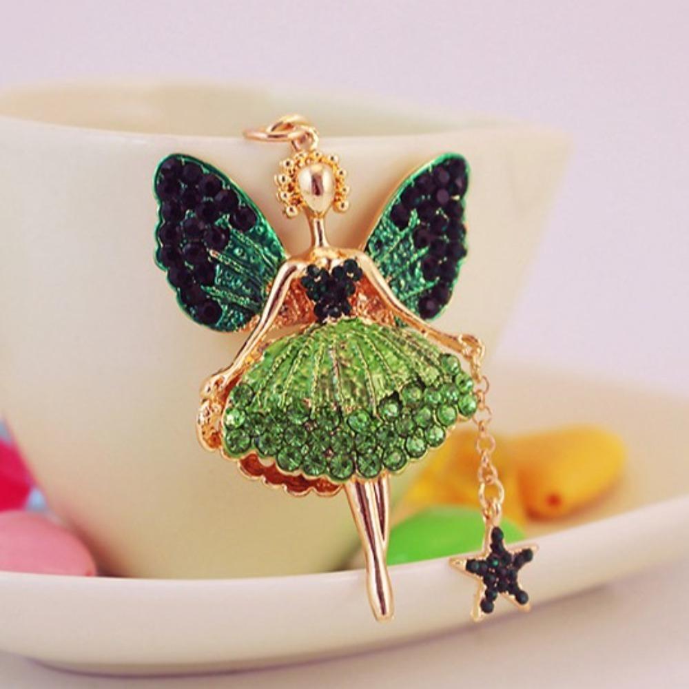 Metal Ballet Girl Keychain Zircon Car Key Ring Luxury Rhinestone Girl Pendant  Women