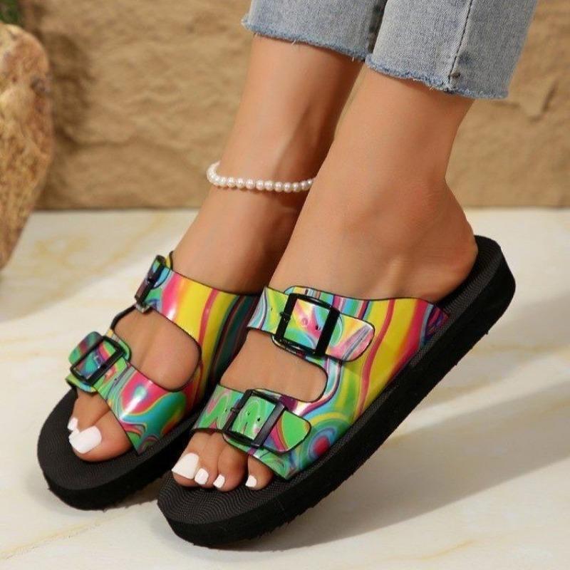 Thick-soled Slippers Women's Slippers Large Size Belt Buckle Light Foam Soft Bottom Color Slippers Women