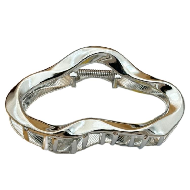 

Textured Cloud Pattern Hair Clasp Firm Hold Active Lifestyle Undone Bun Ponytail Essential L серебряный