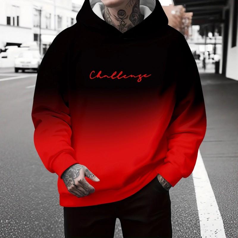 3D Digital Print Hooded Sweatshirt Men Loose Fit Casual Wear