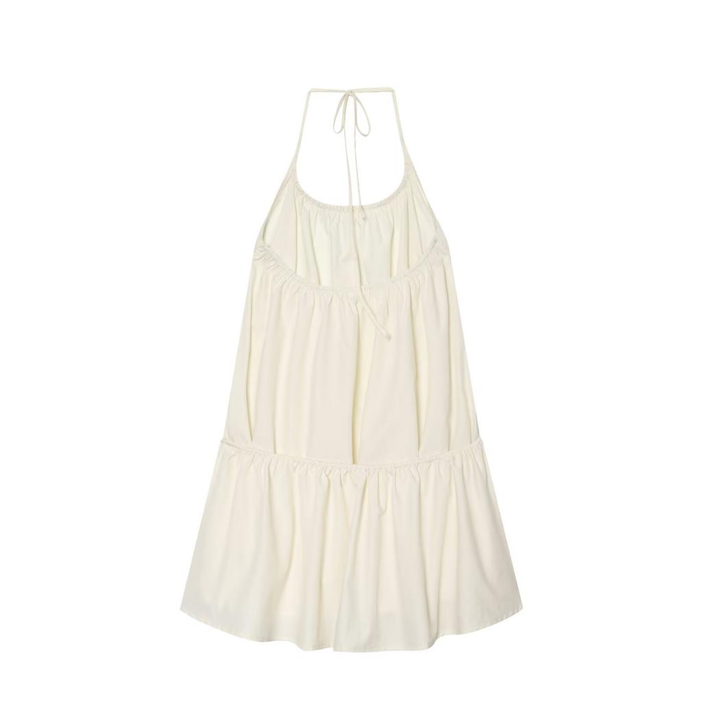   European and American style new women's fashionable nylon halter collar dress 4772/390/712