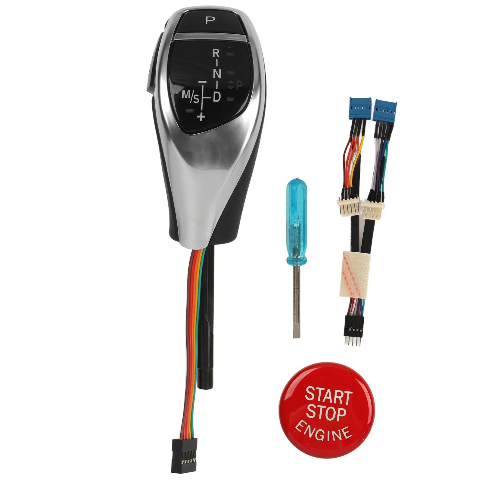 LED Automatic Gear Shifter Knob Thumb Type Red Start Button Automatic Gear Shift Knob Retrofit Kit for 6 Series E63