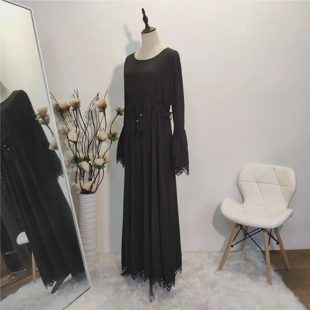 Women's Muslim Lace Stitching Dress - Middle Eastern Fashion