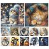 Cat Full 11CT DIY Stamped Cross Stitch Kits 15.75x15.75in Embroidery Needlepoint Starter Kits for Adults Home Decor