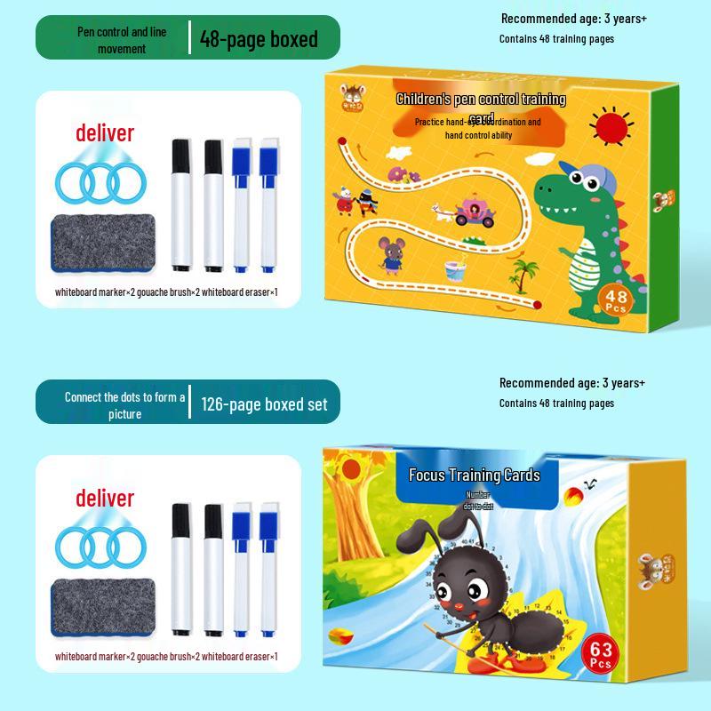 Erasable Pen Control Practice Cards for Preschoolers: Early Education Focus & Fun Puzzle Toys for Ages 2-4