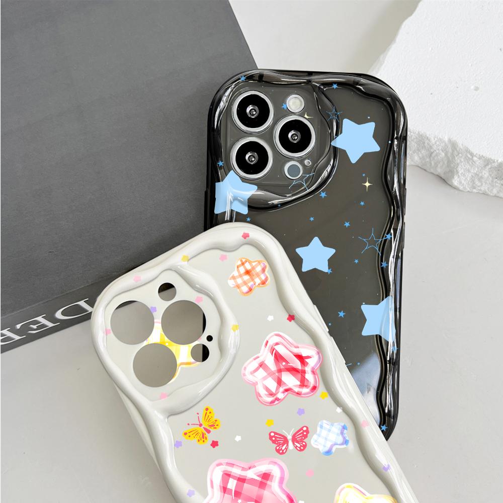 Cute Cartoon Pattern Cream Texture Casing Wavy Edge Soft Silicone Cover Phone Case for Samsung