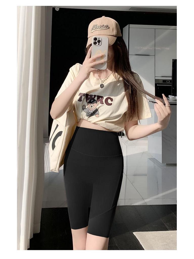 Quick-Dry Hip Lift Yoga Leggings with Phone Pocket - Slim Fit Summer Style Barbie Pink