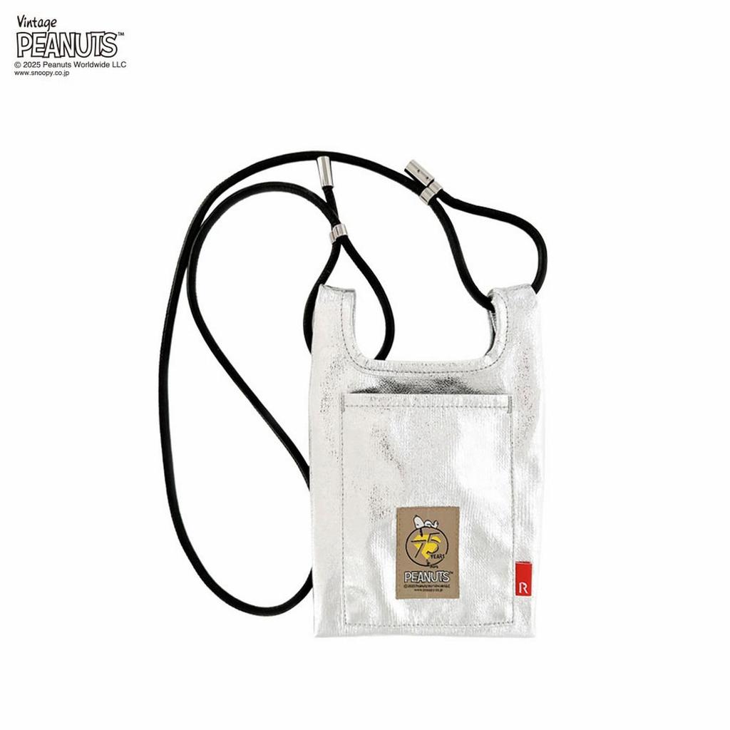 Rootote Snoopy Embroidered Mini Shoulder Bag, 2-Way IP Roo Shopper Mini, Metallic Peanuts 0Q 8460 (01 Black)