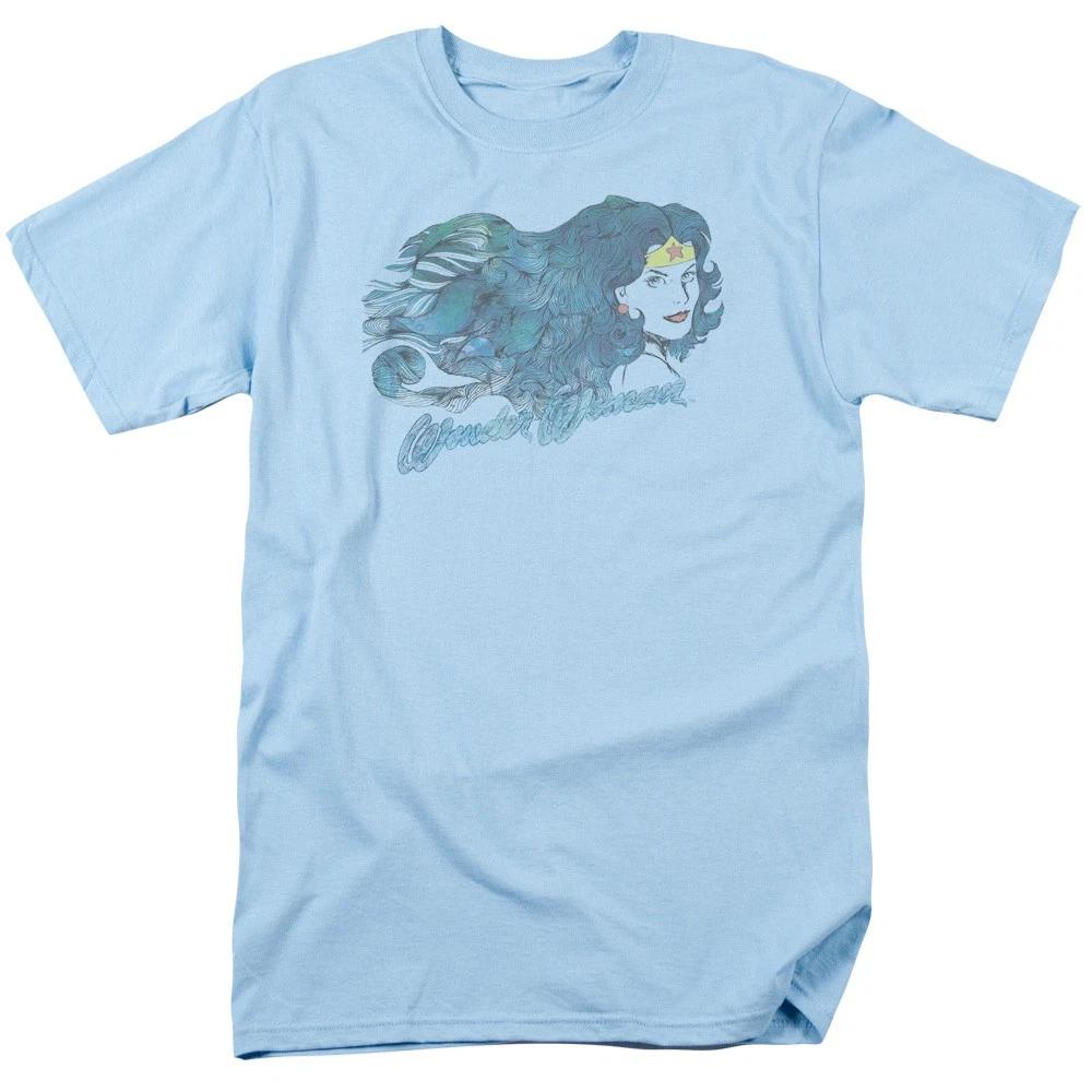 DC Comics Justice League Wonder Woman Watercolor Hair Unisex Children s T-shirt Blue 130