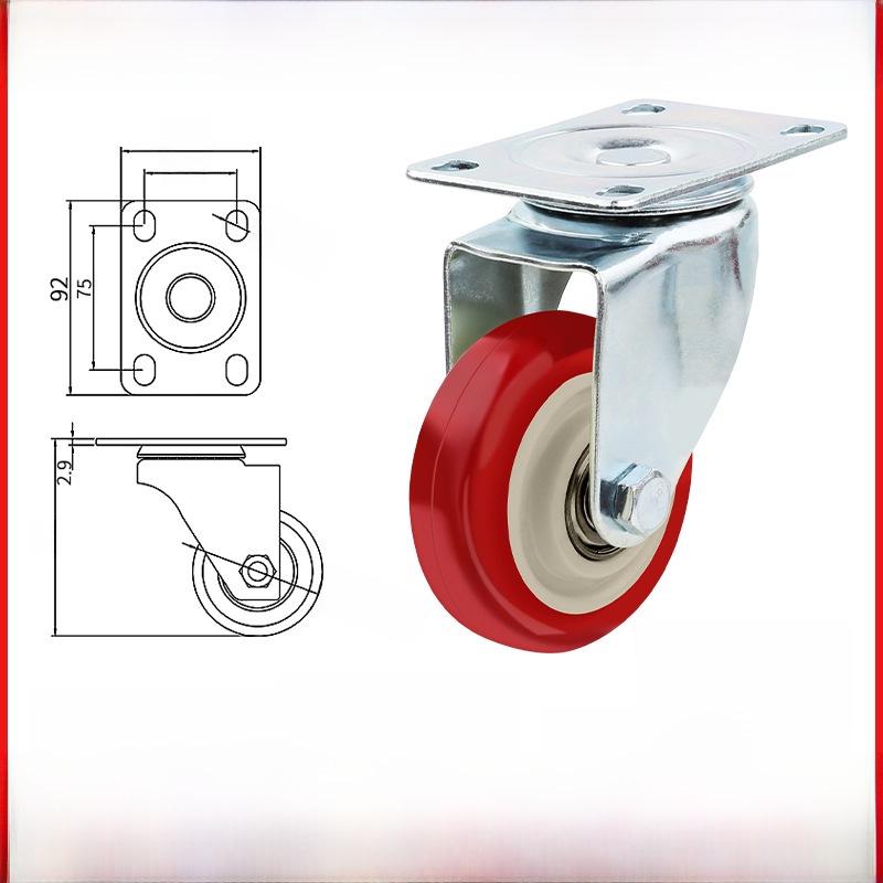 Kraftigt 3-5 tums universellt nylonhjul för vagn med broms