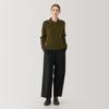 MUJI Boucle Polo Khaki Size BA1P7A4A Women's Wool-Blend Sweater, Green, L,