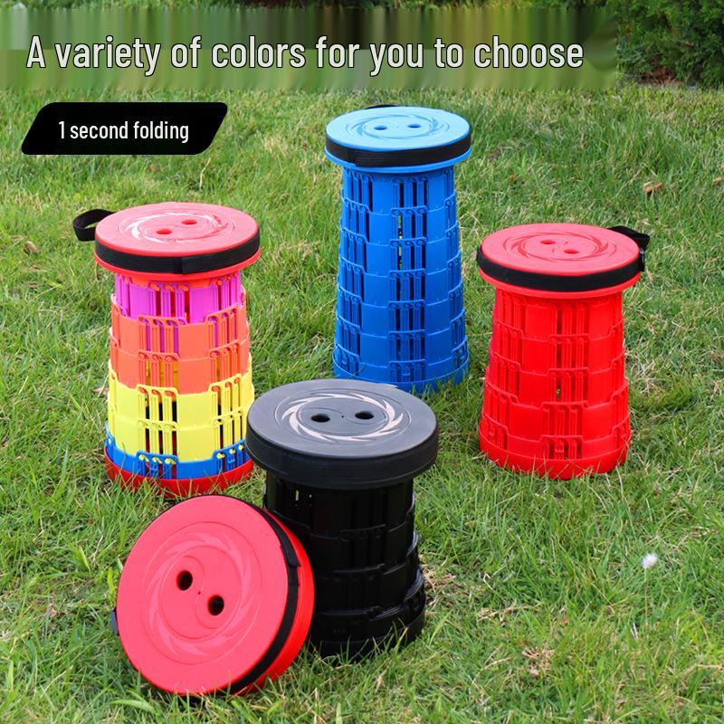 Collapsible 3-Buckle Telescopic Camping and Fishing Stool - Portable & Lightweight Rainbow Design