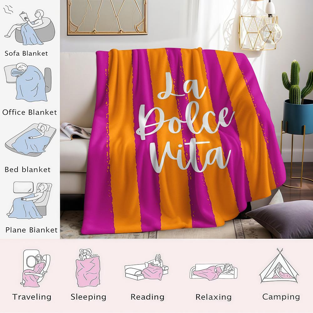 Dolce Vita Charm Flannel Blanket Warm Soft Halloween Christmas Couch Warm Cozy Decorative Decor Gift for All Season