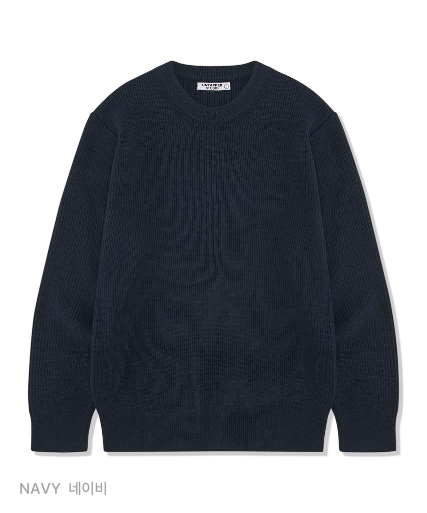 UNTAPPED STUDIO [Set] Viscose Hacci Collar Cardigan + Round Neck Knit