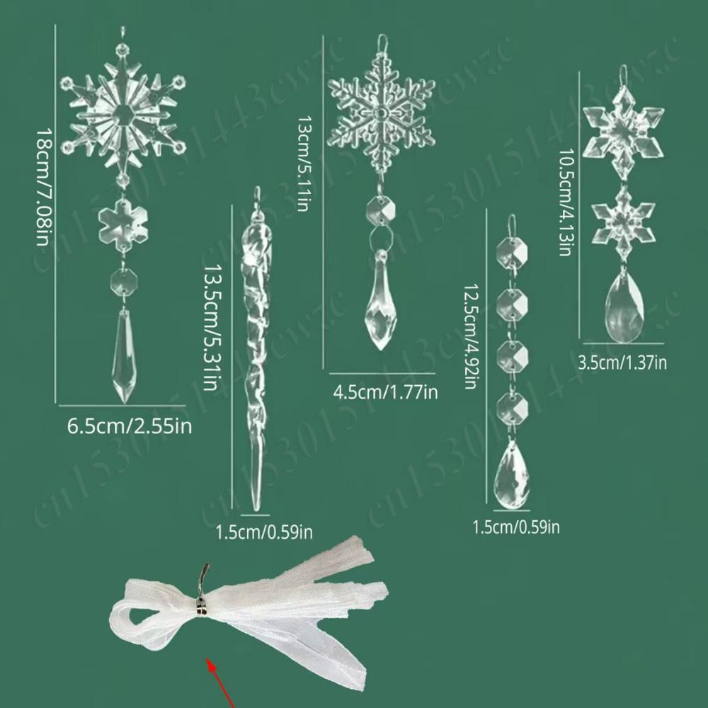 10Pcs Snowflake Crystal Pendants Christmas Decoraiton Xmas Tree Hanging Ornaments 2026 Acrylic Snowflake Decor For Xmas Party