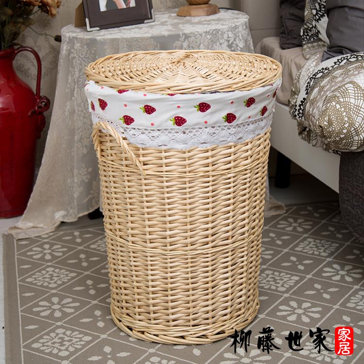 Large Size Wicker Clothes Storage Basket Covered Design for Restaurant Use Dirty Clothes Organizer Retro Style Family Storage...