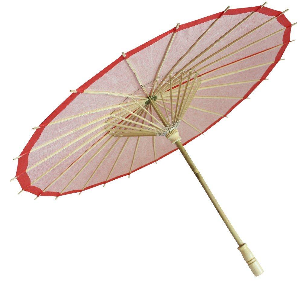 Smiti Japanese Umbrella Paper Umbrella Parasol Plain 9 Colors Diameter 84cm Red