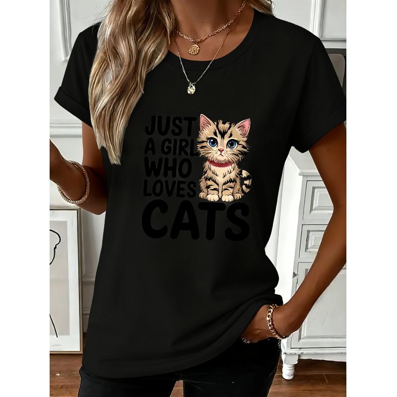 

Lady S Only Loves Cats Crew-neck T-shirt - Comfortable, Gray With White Text And Cat Pictures, Casual Fall/winter Wear, Comfortable Clothing S чёрный