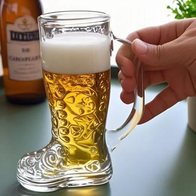 Chope en verre transparent grande capacité en forme de botte – Verres pour bière, eau et lait de bar et de restaurant