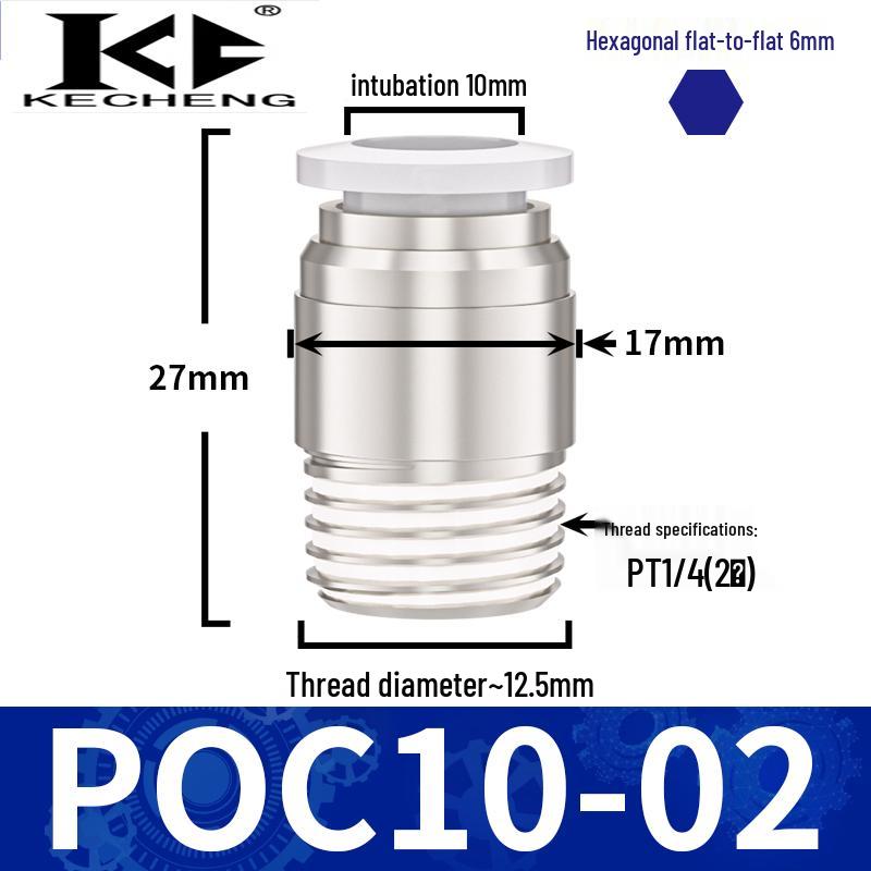 Micro Pneumatic Quick Connector with Internal Hex Thread: POC3/4/6/8-M3/M5/01/02