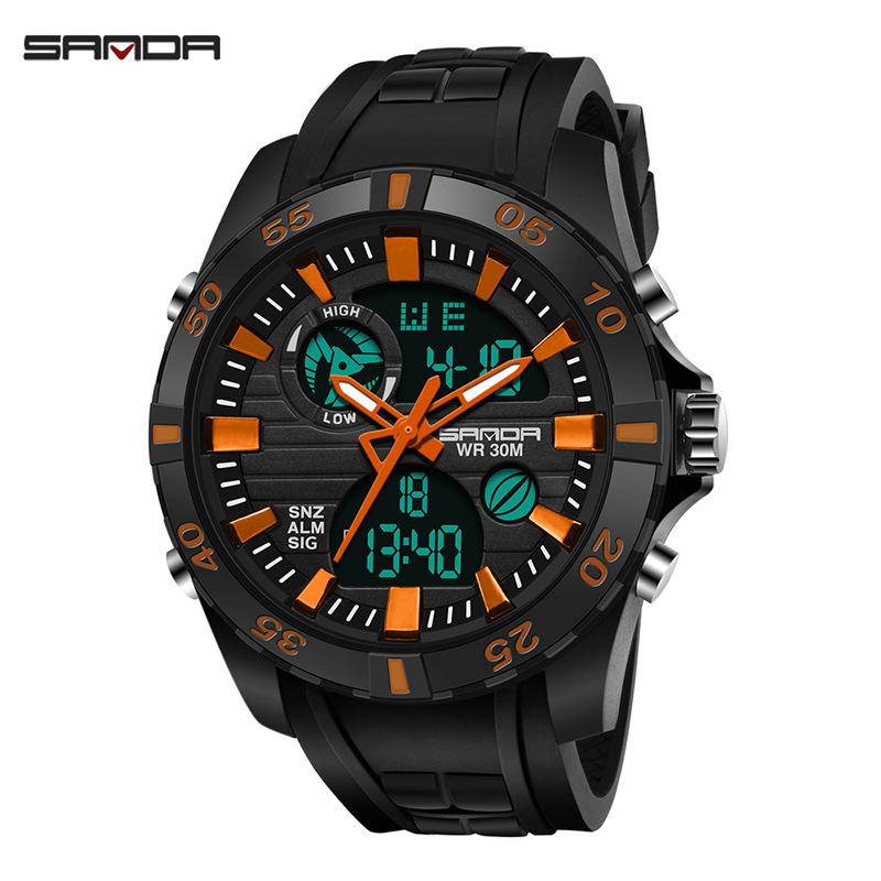 SANDA New Watch Genuine Fashion Sports Multifunctional Electronic Couple Popular Men's Luminous Watch