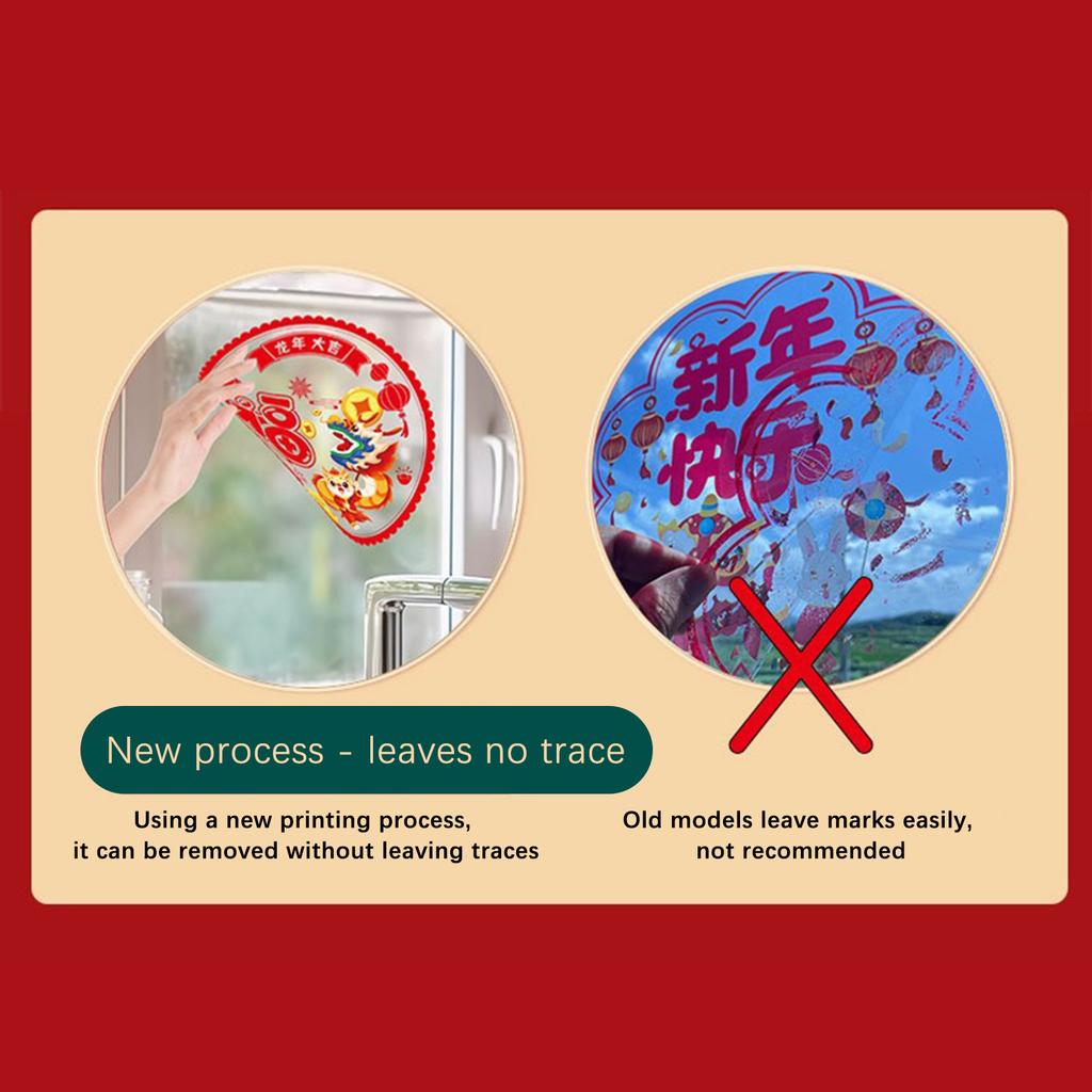 Decorațiuni de fereastră colorate cu dragon față-verso Anul Dragonului Anul Nou Chinezesc Festivalul Primăverii Zodia Static