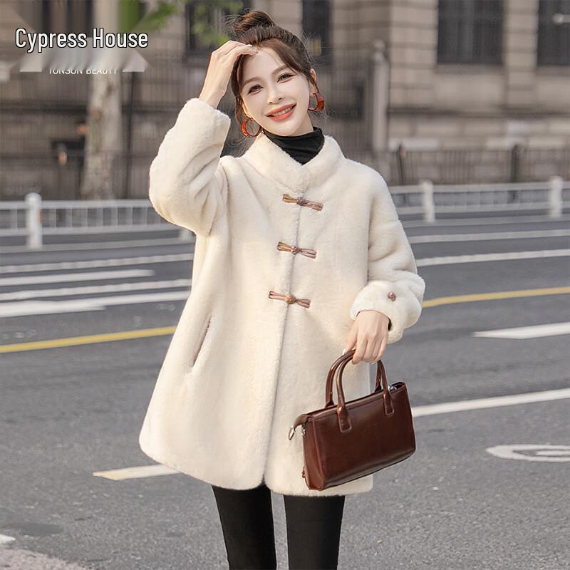 

Sibaishe Women s Elegant Stand Collar Single-Breasted Loose Winter Coat M