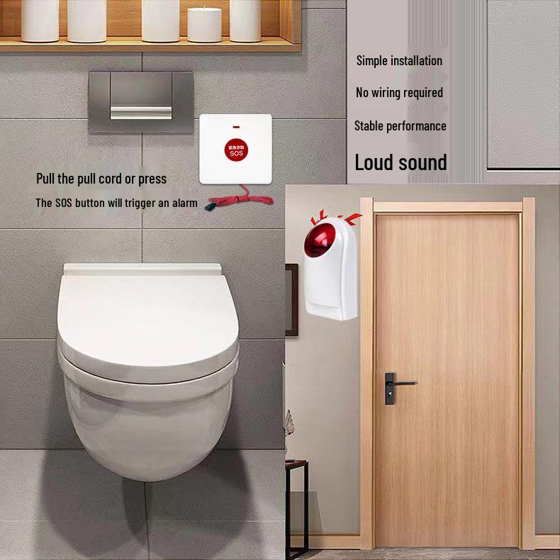Allarme sonoro e luminoso wireless di emergenza per anziani per bagni pubblici accessibili