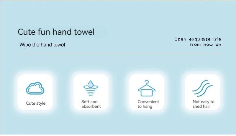 Cute Cartoon Tanuki Hanging Towel Coral Velvet Hair Does Not Lose Thick Cloth Kitchen Bathroom Absorbent Towels teapot