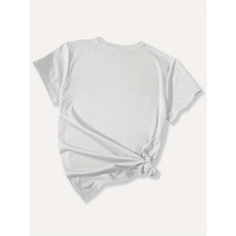 European Size Women's Valentine's Day Heart Print T-Shirt- Happy Valentine's Day Script Casual Short Sleeve Blouse,Spring Summer Fall Top, Comfortable