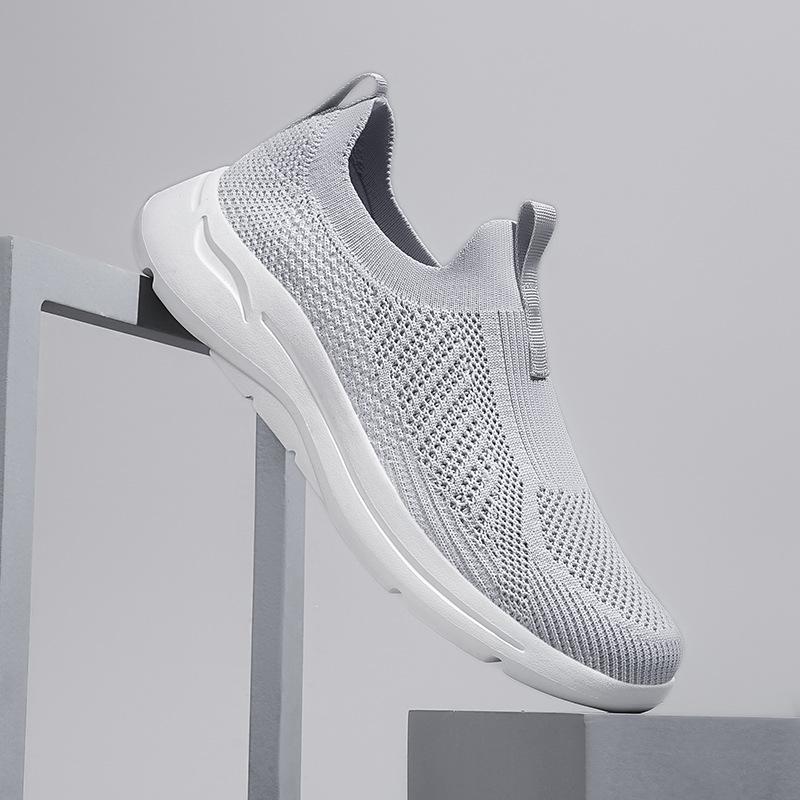 Foreign trade fly-woven mesh breathable shoes men's shoes one-pedal lazy shoes summer sports and leisure dad walking shoes