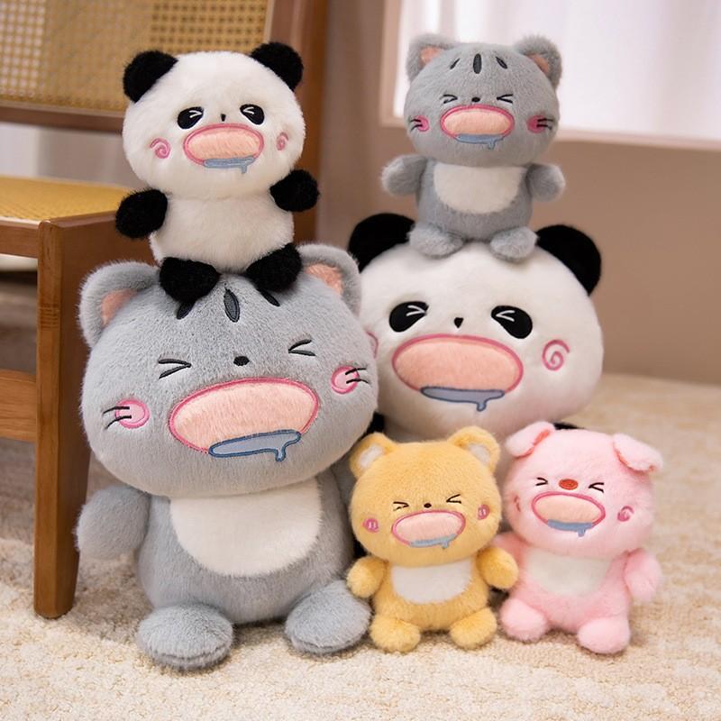 Plush Panda Cat Stuffed Animal Toy With Pp Cotton Fill Cute Companion Decor For