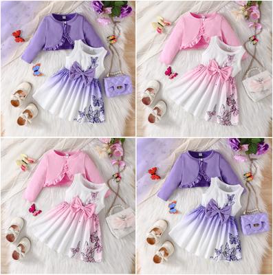 Herbstmode für Mädchen Mode Kinderjacke + Kleid 2-teilige Sets Hosenträgerkleid Anzug für Kinder